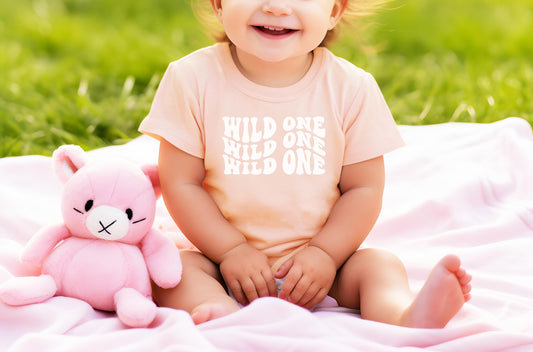 Wild One 1st Birthday Shirt - Retro Baby Girl or Boy First Birthday