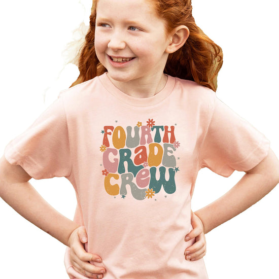 Detail shot of Fourth Grade Crew retro typography and colors