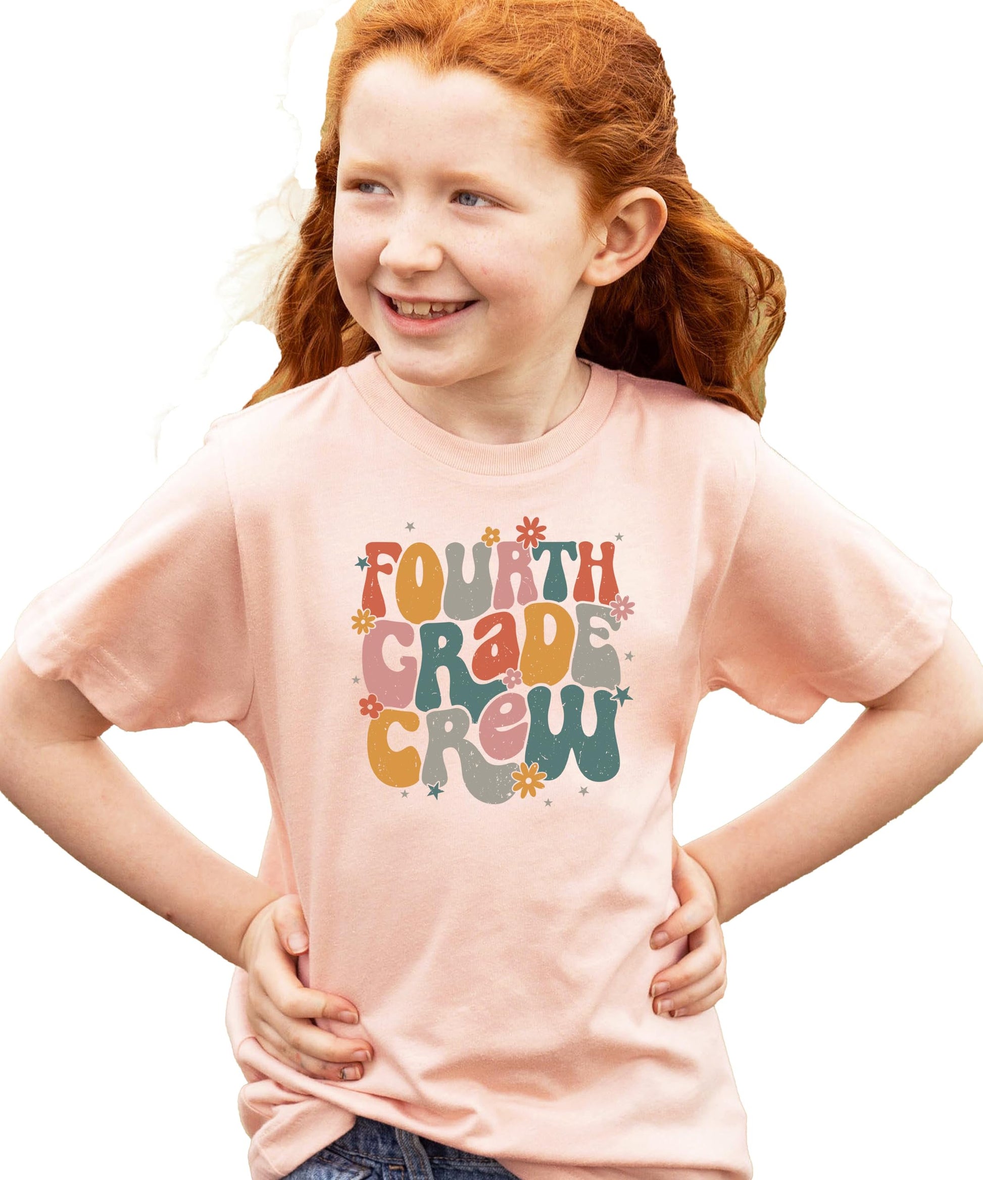 Detail shot of Fourth Grade Crew retro typography and colors