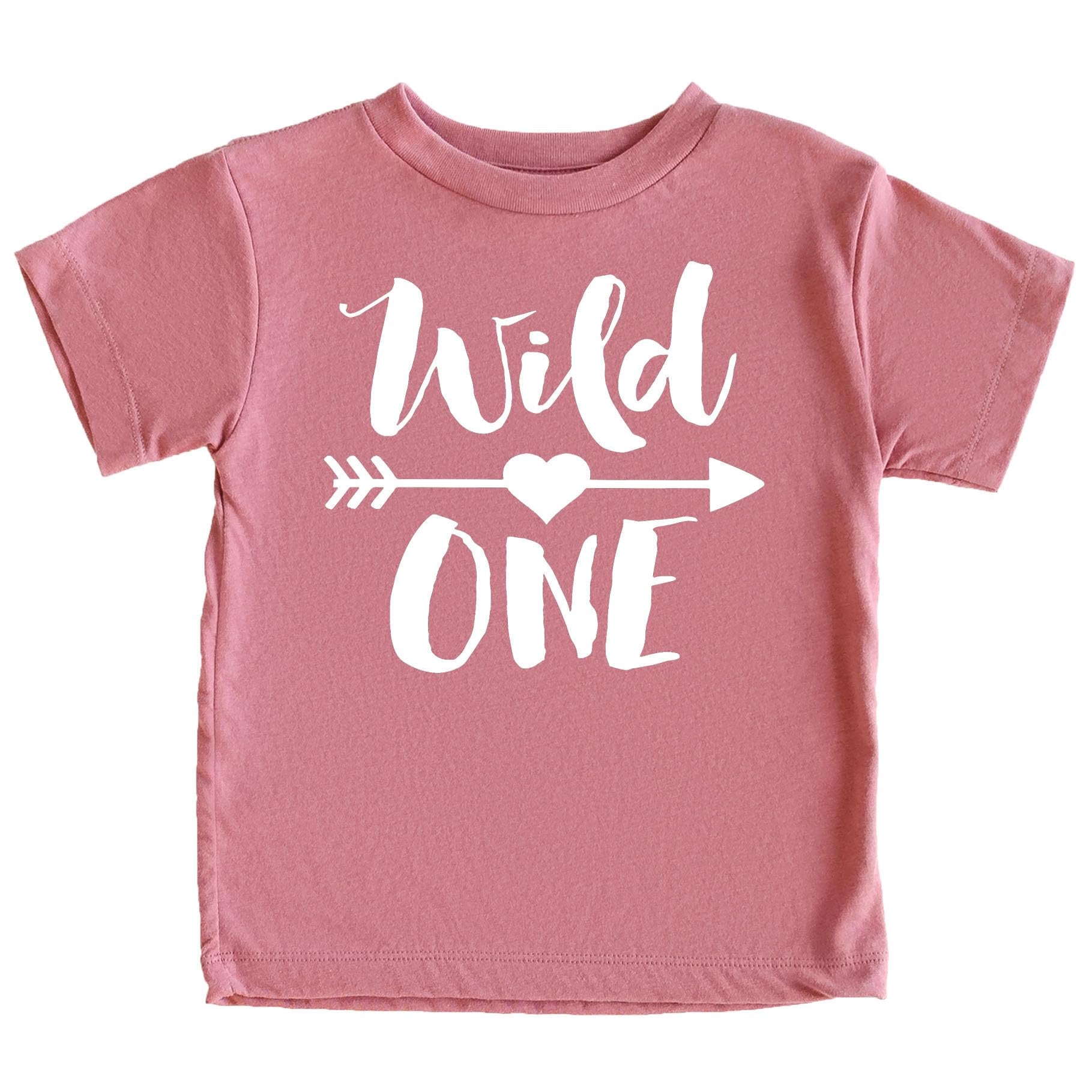 Close-up of Wild One birthday shirt print detail showing feathers and arrows