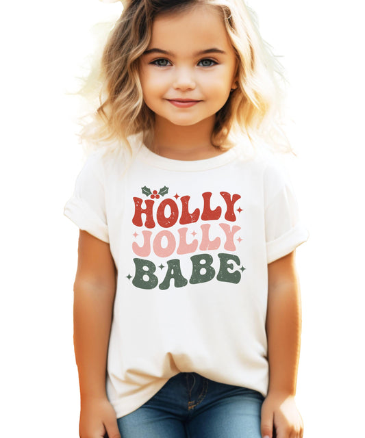 Holly Jolly Babe Matching Family Shirt Girly Christmas T-Shirt for Women, Teens, Kids & Toddlers