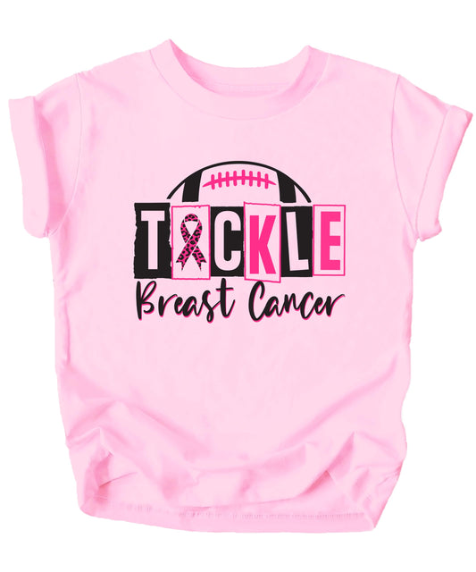 Tackle Breast Cancer Shirt for Women, Teens & Kids Pink Ribbon Football Game Day Tee
