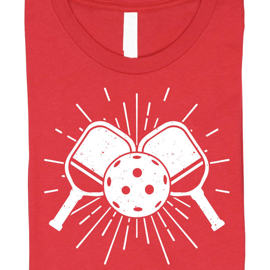 Unisex pickleball shirt flat lay showing full design and fit