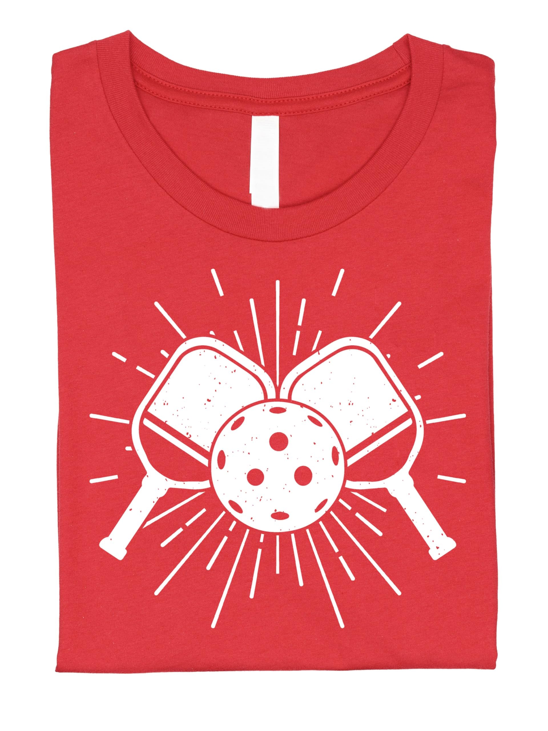 Unisex pickleball shirt flat lay showing full design and fit