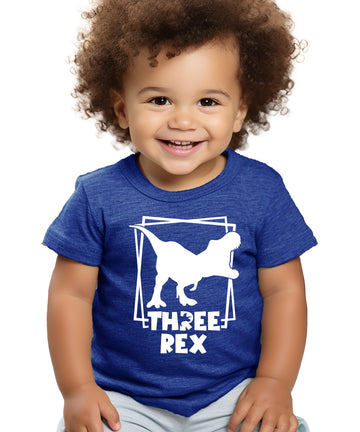 Three Rex Square T-Rex Dinosaur 3rd Birthday Shirts for Baby Toddler & Youth Boys & Girls Purple Shirt 3T