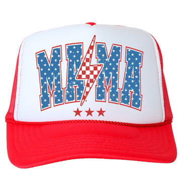 American MAMA Red White and Blue Classic 5 Panel Mesh Snap Back Trucker Hat