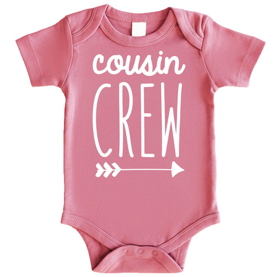 Flat lay of gray Cousin Crew arrow toddler t-shirt showing full design