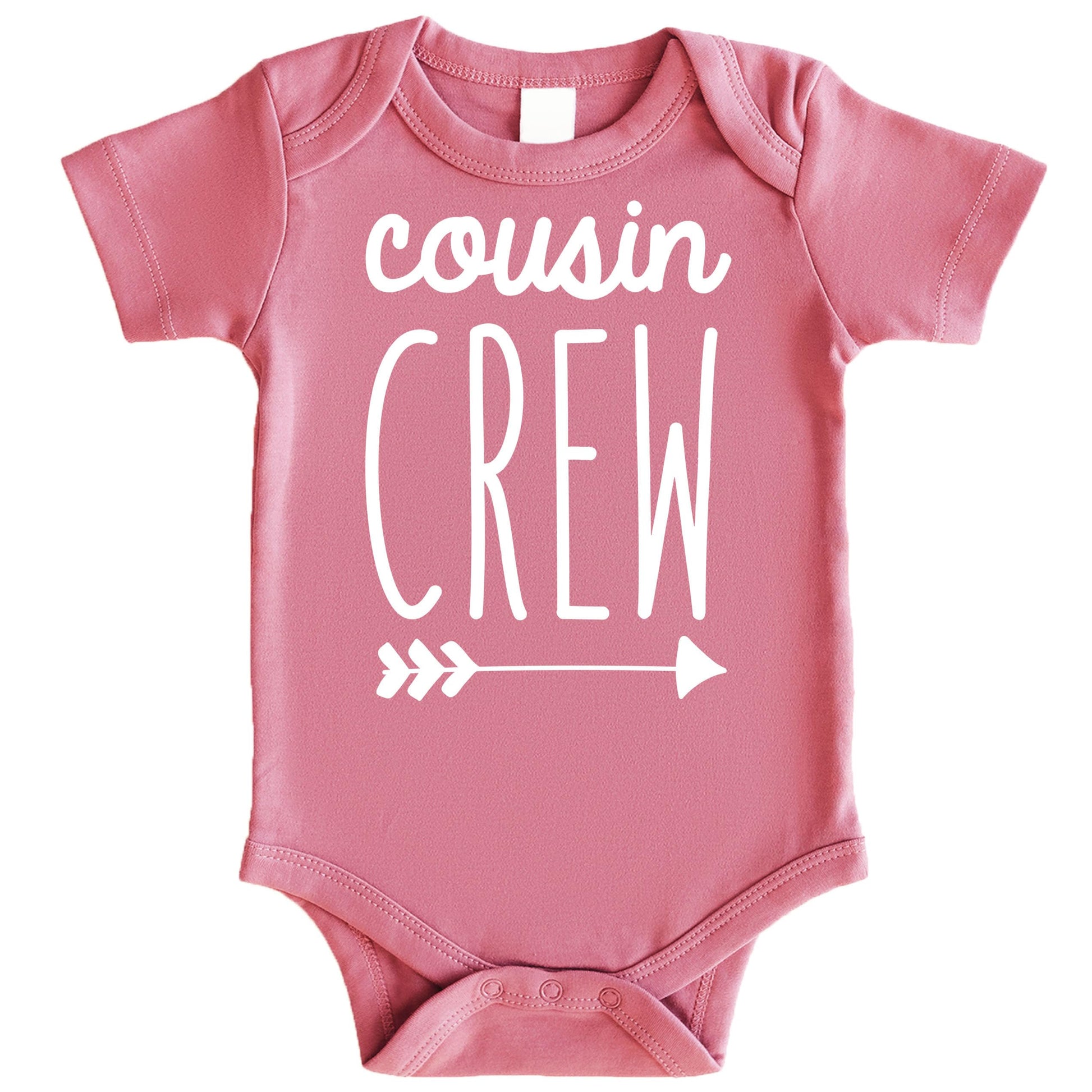 Flat lay of gray Cousin Crew arrow toddler t-shirt showing full design