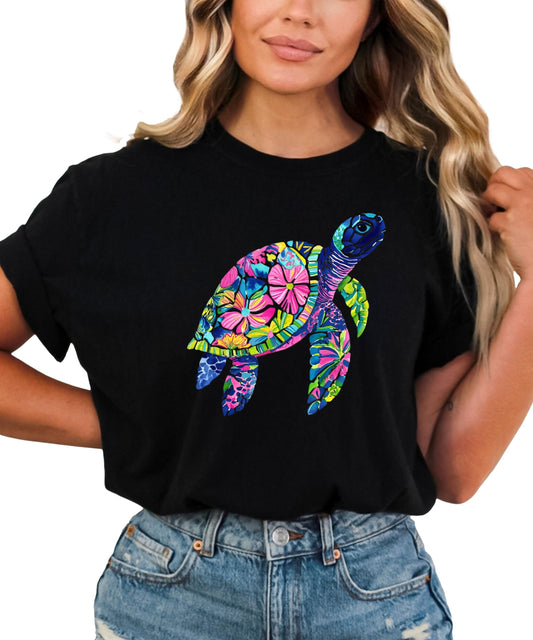 Trendy Turtle Shirt for Women, Teens & Kids Summer Sea Turtle T-Shirt Pink Shirt 3T