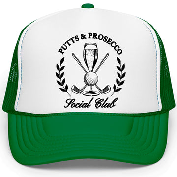 Putts and Pros Social Club Trucker Hat for Adults Foam Front Classic 5 Panel Mesh Snapback