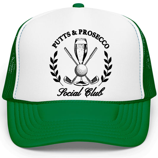 Putts and Pros Social Club Trucker Hat for Adults Foam Front Classic 5 Panel Mesh Snapback