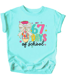 Funny 67 Days of School Kids Tee | Coquette Bow Pencil Meme