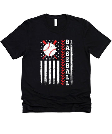 Olive Loves Apple Baseball American Flag T-Shirt for Men Women – Patriotic Baseball Graphic Tee