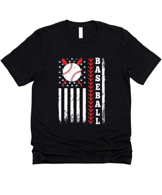 Olive Loves Apple Baseball American Flag T-Shirt for Men Women – Patriotic Baseball Graphic Tee
