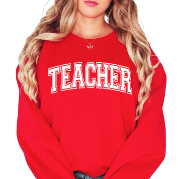 Teacher Varsity Letters Valentine's Sweatshirt for Adults Red Sweatshirt Adult Small