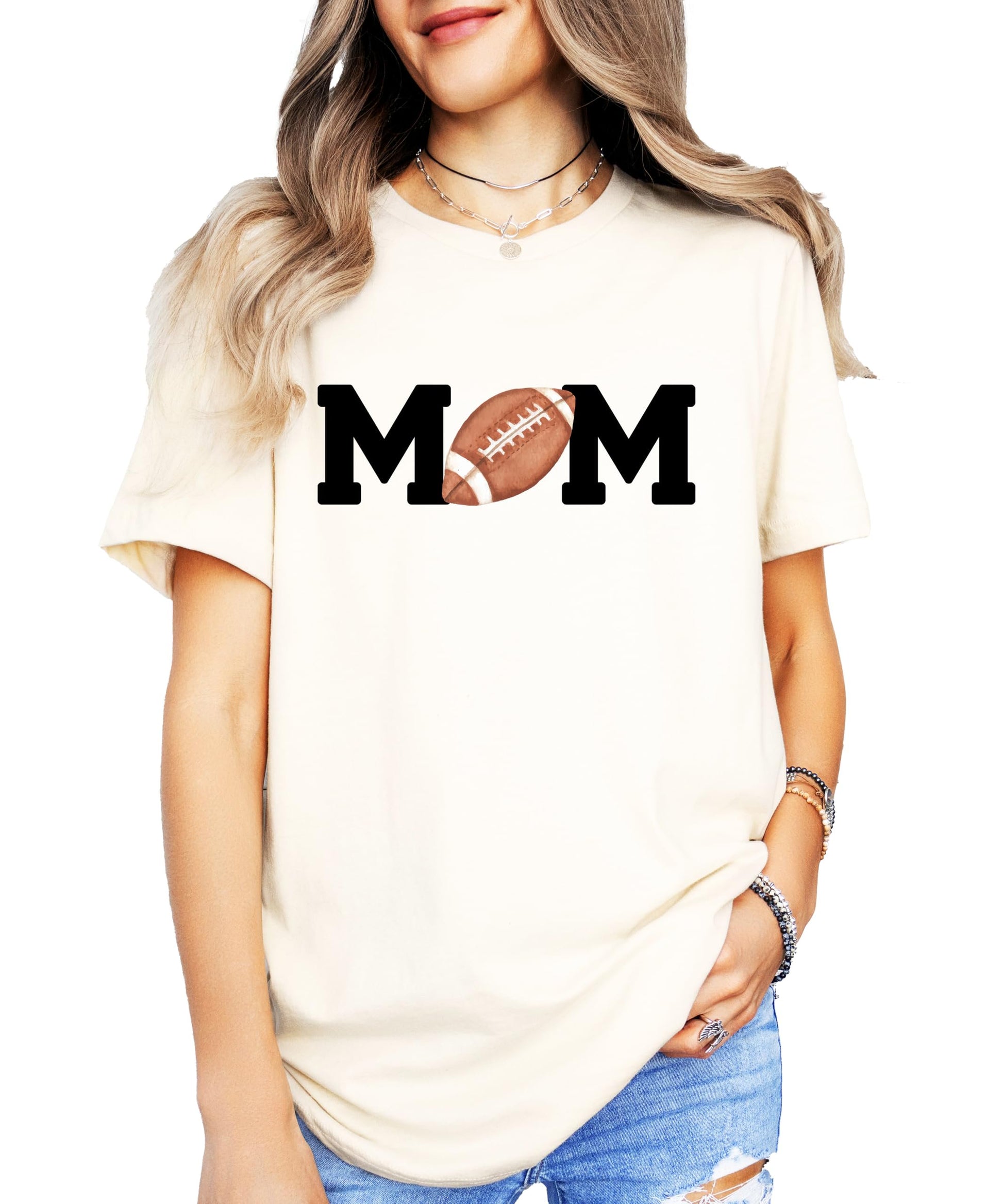 Football Mom shirt worn for sporty first birthday party family photo