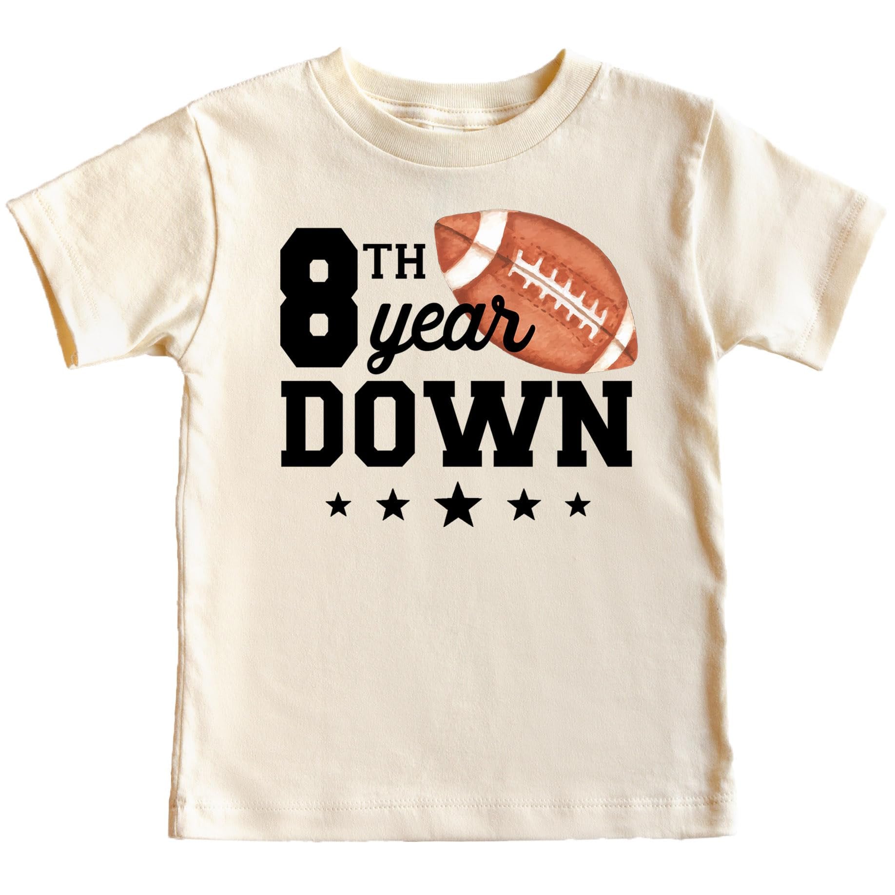 Front view of kids football birthday shirt in granite heather with football design