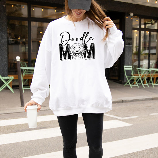 Doodle Mom sweatshirt styled flat lay in gray color option for dog moms