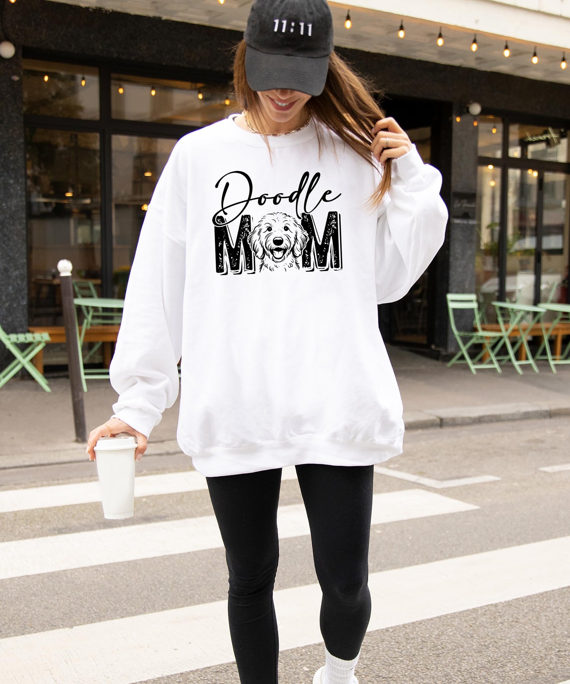 Doodle Mom sweatshirt styled flat lay in gray color option for dog moms
