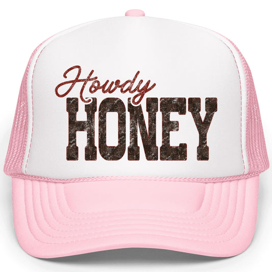 Trendy Howdy Honey Trucker Hat for Women - Country Girl Classic 5 Panel Foam Front Mesh Snapback