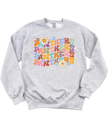 Olive Loves Apple Panthers Sweatshirt for Women, Teens & Youth Retro Colorful Football Sweater