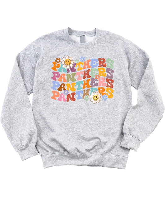 Olive Loves Apple Panthers Sweatshirt for Women, Teens & Youth Retro Colorful Football Sweater