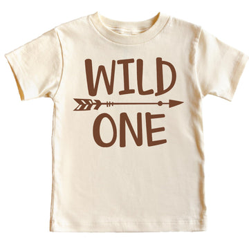 Black Wild One first birthday shirt with boho arrow design for boys