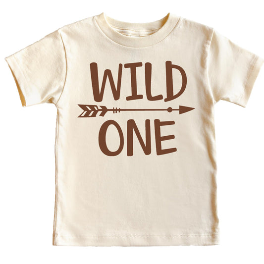 Black Wild One first birthday shirt with boho arrow design for boys