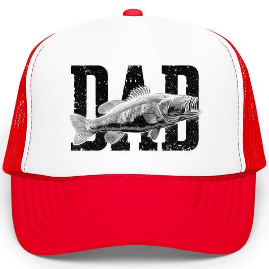 Dad Fish Trucker Hat Distressed Fishing Adjustable Cap Classic 5 Panel Foam Front Mesh Snapback