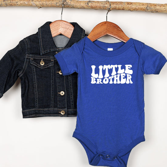 Granite heather Little Brother groovy wavy bodysuit from Olive Loves Apple Mesa AZ