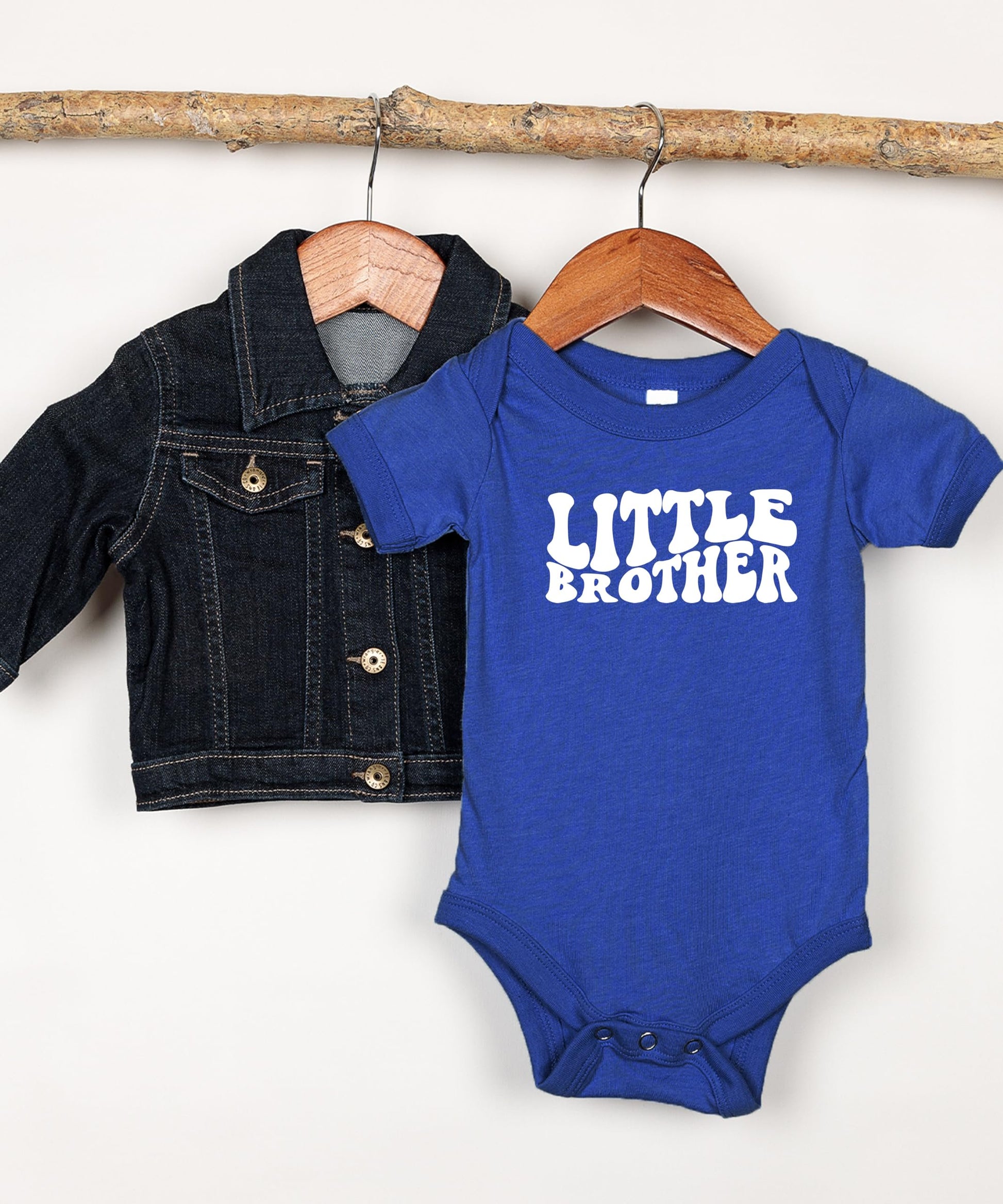 Granite heather Little Brother groovy wavy bodysuit from Olive Loves Apple Mesa AZ
