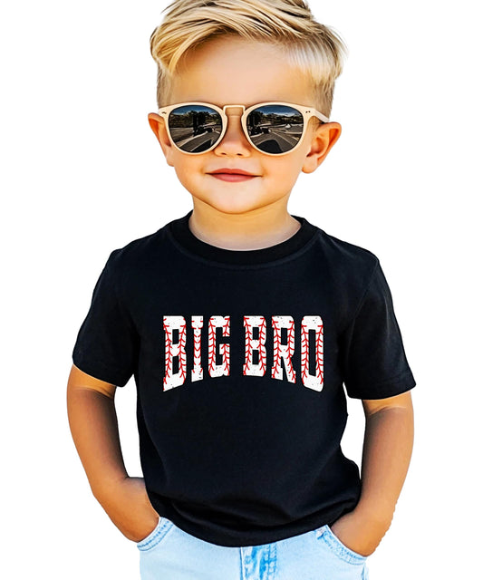 Big Bro Baseball Shirt Toddler and Kids Sibling Announcement Graphic Tee
