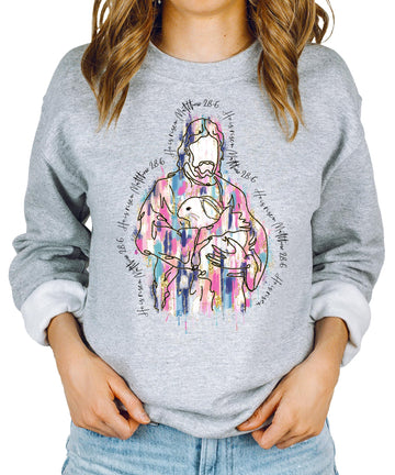 Olive Loves Apple He is Risen Easter Sweatshirt for Women Teens and Girls Shepherd & Lamb Christian Pullover