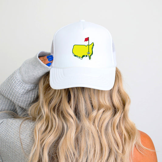 Golf Tournament Trucker Hat for Men & Women Trendy Golf Flag Foam Front Classic 5 Panel Mesh Snapback