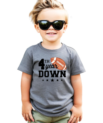 4th Year Down 4 Year Old Birthday Shirt Sports Theme Fourth Party Tee for Boys