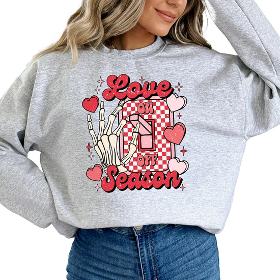 Olive Loves Apple Love Season funny Valentine's Day graphic sweatshirt for adults, front view