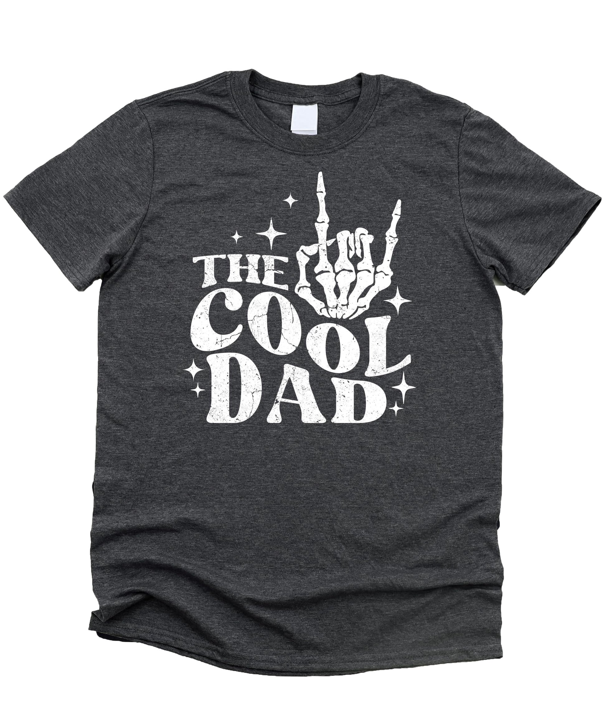 Cool dad skeleton hand tee laid flat showing full graphic print detail on black shirt