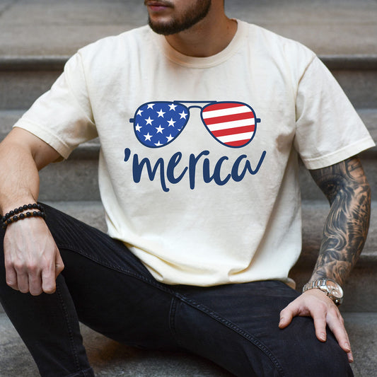 Merica Sunglasses 4th of July Matching Family Tee – Youth