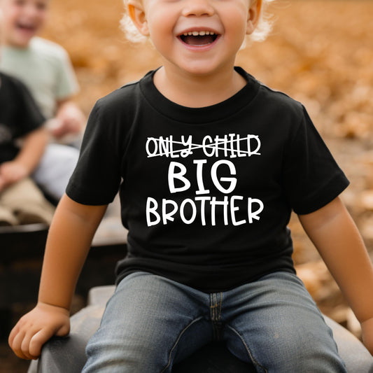 Only Child to Big Brother Sibling Reveal Announcement Shirt for Boys Big Brother