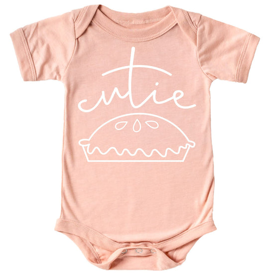 Cutie Pie graphic infant bodysuit in vintage royal blue, front view