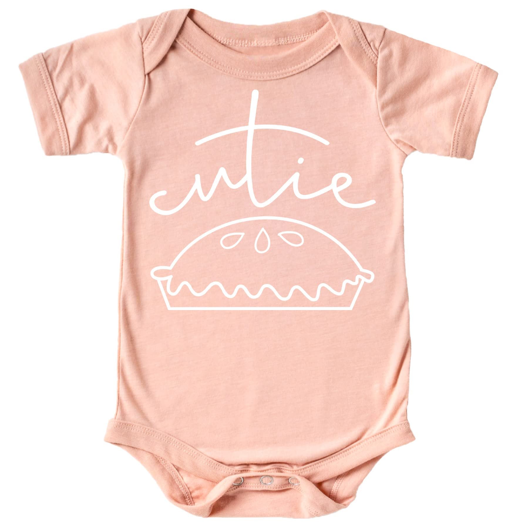 Cutie Pie graphic infant bodysuit in vintage royal blue, front view