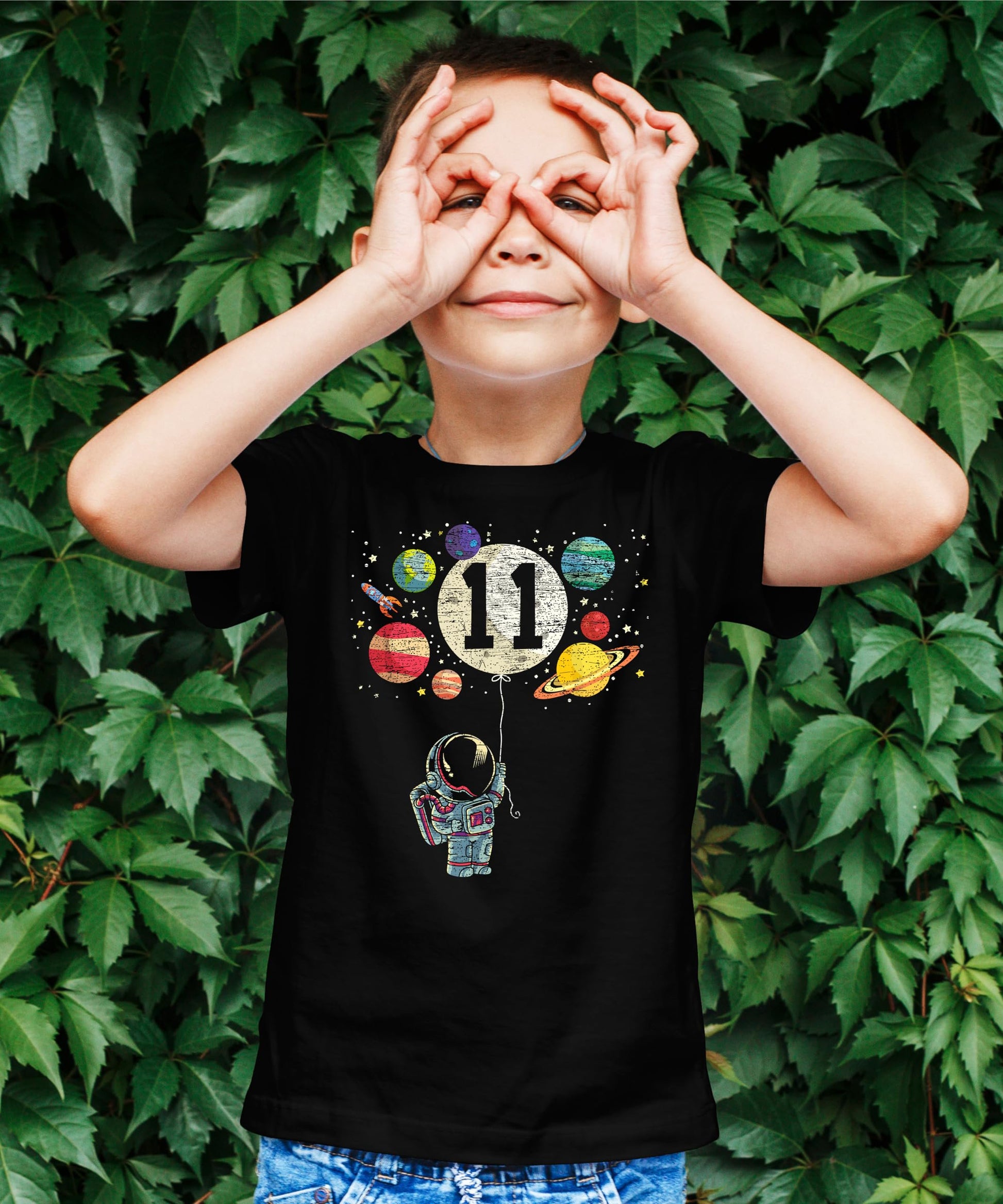 Back or alternate view of youth space birthday graphic tee by Olive Loves Apple