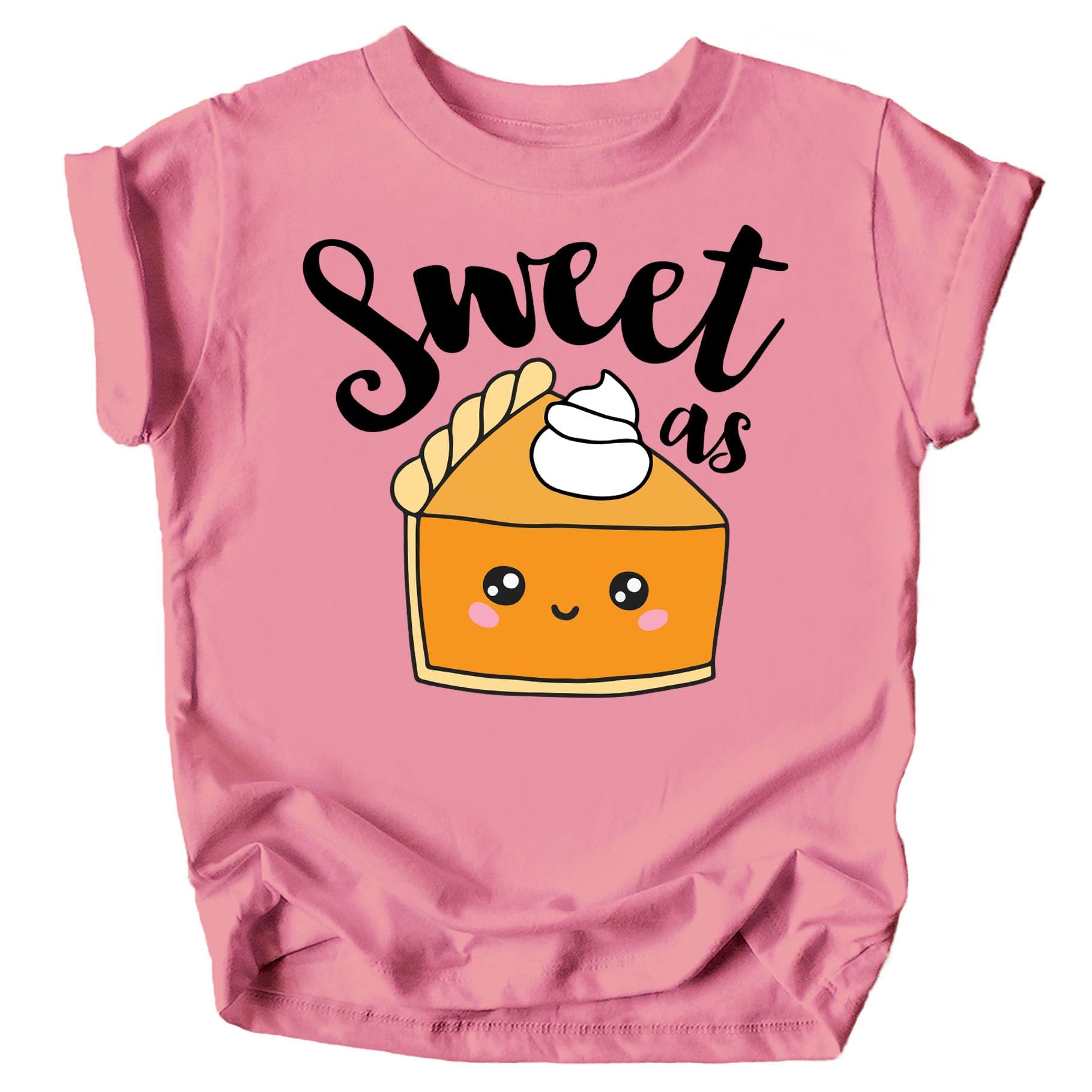 Sweet as Pumpkin Pie graphic design on peach colored fall shirt