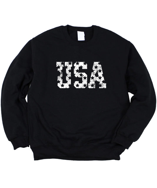 Distressed USA Sweatshirt for Men and Women and Kids Vintage Patriotic Pullover