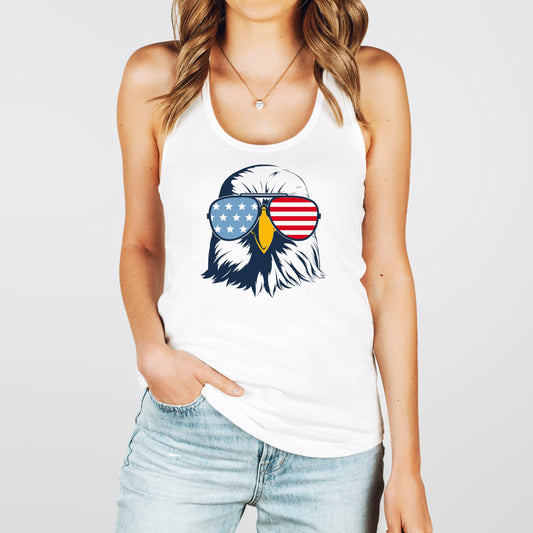 Patriotic Eagle Tank Top for Women and Teens Red White and Blue 4th of July Shirt