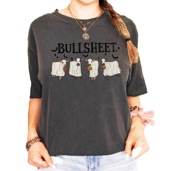 Bull Sheet Halloween shirt laid flat showing full front graphic design