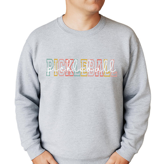 Side or alternate view of unisex black pickleball crewneck pullover sweatshirt