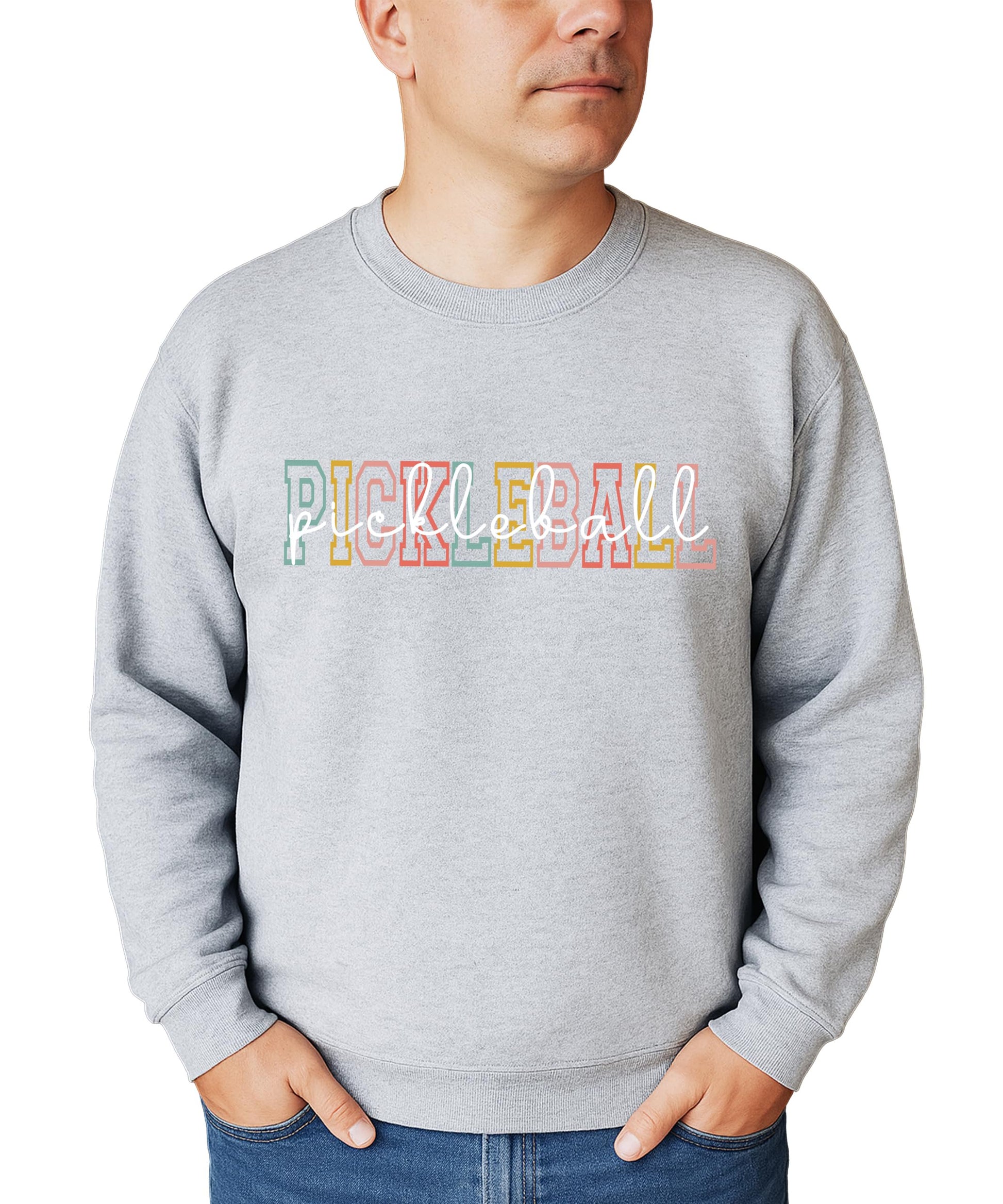 Side or alternate view of unisex black pickleball crewneck pullover sweatshirt