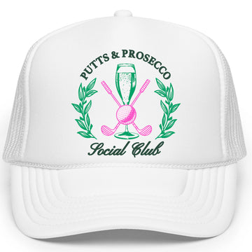 Putts and Pros Trucker Hat for Women Trendy Golfer Foam Front Classic 5 Panel Mesh Snapback
