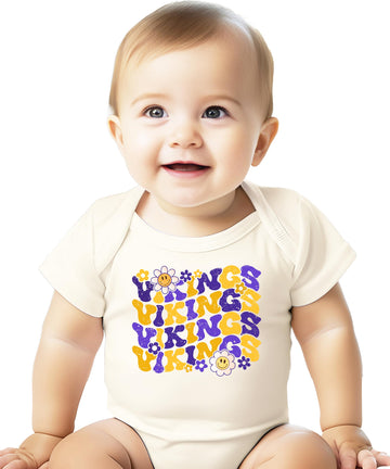 Trendy Vikings Sports Fan Shirt for Women, Teens & Kids Purple Team Pride Girly Outfit for Baby Natural Shirt Adult Medium